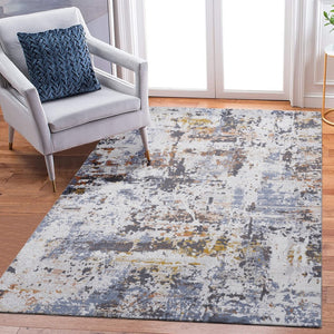 English Elm Payas Collection 8X10 Stylish Ivory And Navy Abstract Area Rug - Durable, Stain Resistant, Modern Design B189P183559-GIGA