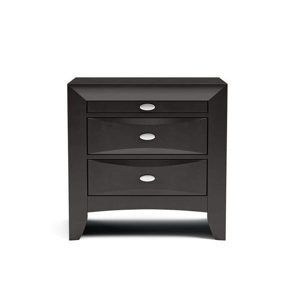 English Elm Black Nightstand with 2 Drawers and Oval Knob Pulls — Solid Wood Transitional Bedside Table, 25.5"W x 17"D x 25.5"H B2741P357509