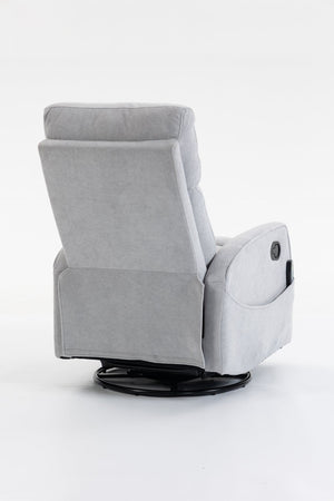 English Elm Short Plush Swivel Recliner Armchair with 360 Degree Rotation for Living Room Grey W547P437355