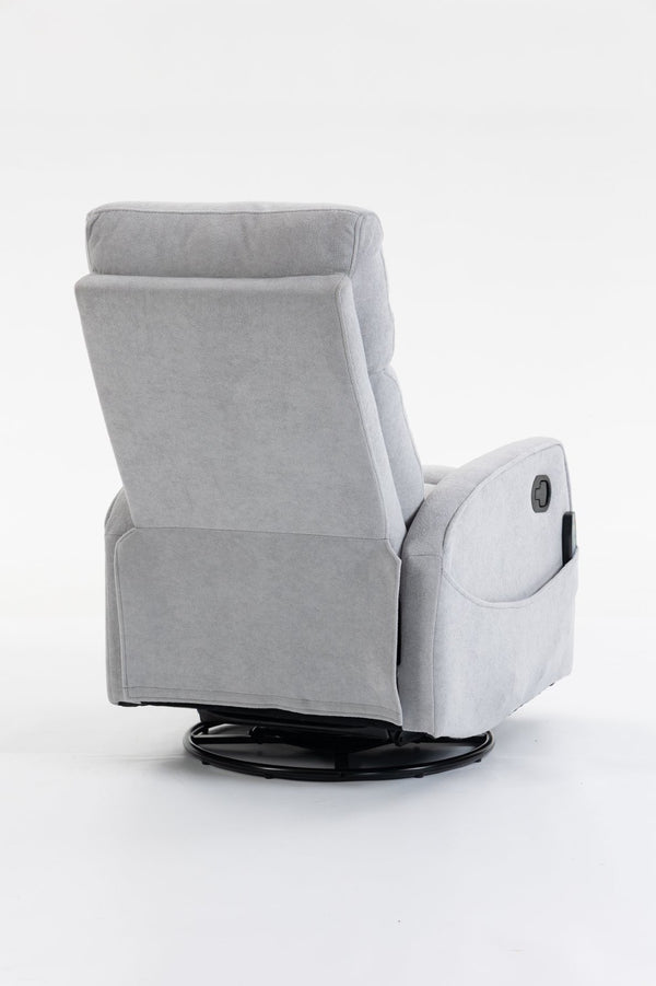 English Elm Short Plush Swivel Recliner Armchair with 360 Degree Rotation for Living Room Grey W547P437355