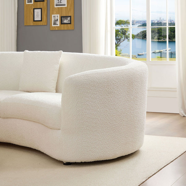 English Elm Oversized Curved Sectional Sofa Modular 3-Piece Mid-Century Bouclé Beige Couch with 4 Plush Pillows W3208S00010