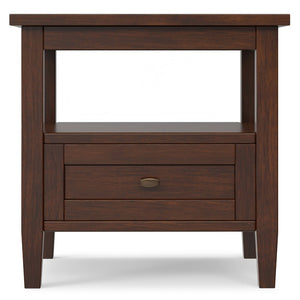 English Elm Warm Shaker Solid Wood End Table with Drawer Open Shelf Rustic Living Room Accent B136P481642