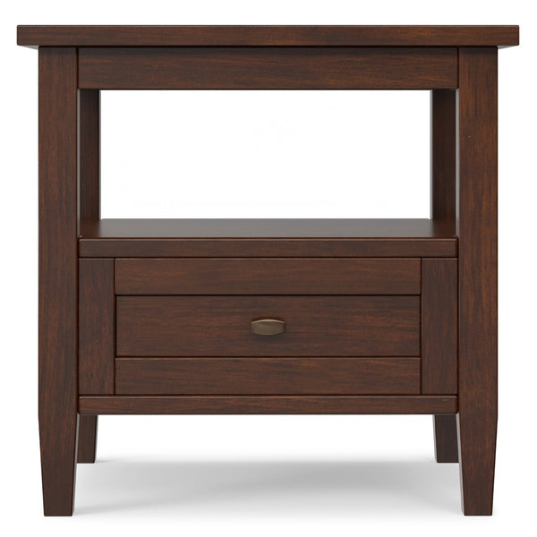 English Elm Warm Shaker Solid Wood End Table with Drawer Open Shelf Rustic Living Room Accent B136P481642