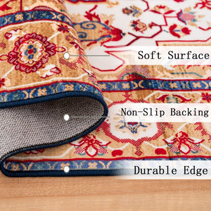 English Elm Area Rug 6X9 Vintage Bohemia Floral Design - Machine Washable, Non-Slip, Perfect For Any Room W2907P265124
