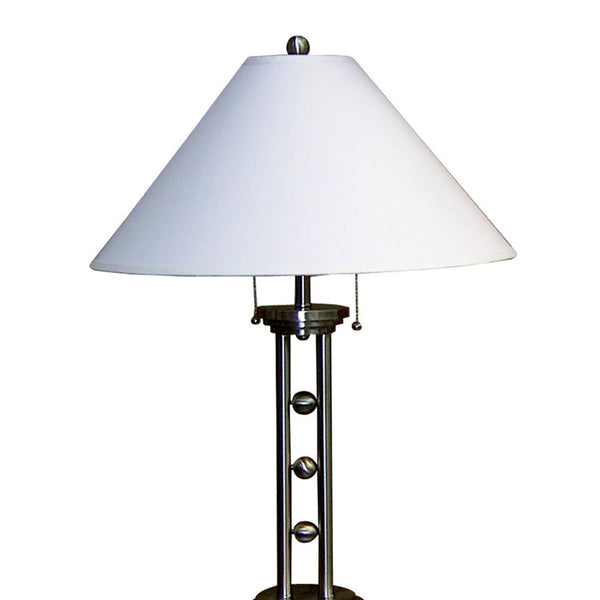 English Elm 27" Tall Metal Table Lamp - Sleek Silver Finish With White Linen Shade For Modern Spaces B072116039