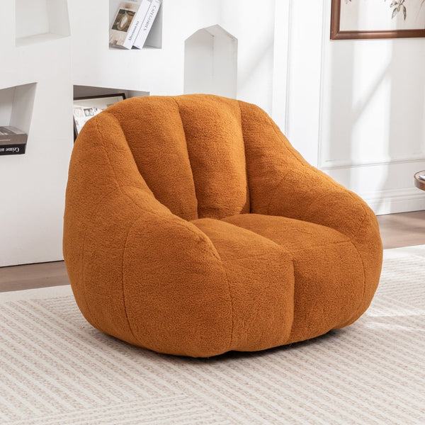English Elm Bean Bag Chair Oversized Faux Fur Memory Foam Lounge Seat for Dorm or Living Room Yellow W2200P302136