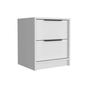 English Elm Modern Nightstand - 19" H, Sleek White Design With 2 Drawers For Stylish Storage In Small Spaces B097132983