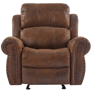 English Elm Christopher Knight Home® - 40.75" Wide Suede Manual Glider Recliner Chair with Rolled Arms, Microfiber Comfort & Infinite Positions Brown N763P264499D