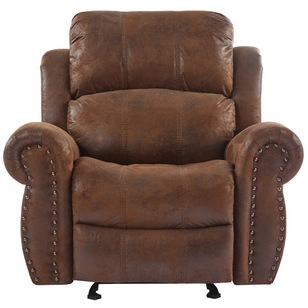 English Elm Christopher Knight Home® - 40.75" Wide Suede Manual Glider Recliner Chair with Rolled Arms, Microfiber Comfort & Infinite Positions Brown N763P264499D