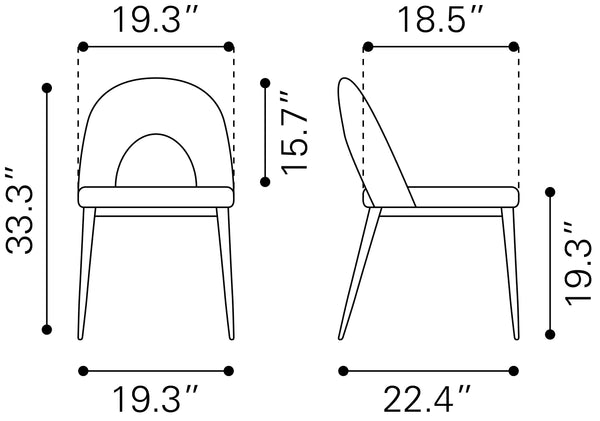 Menlo Dining Chair - Set of 2 Green 109875 Zuo Modern