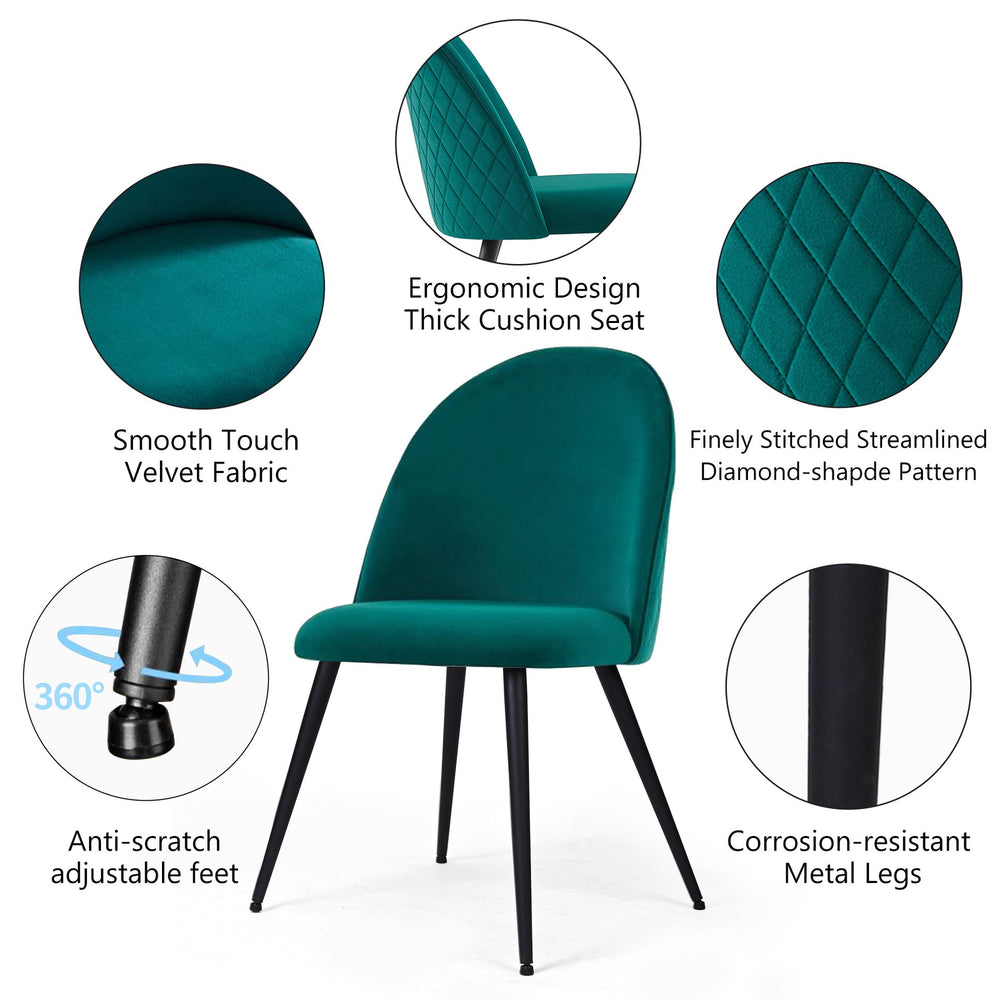 English Elm Dining Velvet Upholstered Side Chair Set of 4 — Sleek Armless Design, Soft Luxury Fabric, Sturdy Legs Green W116459160