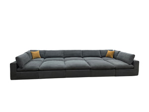 English Elm Coffee Bean Textured Modular Sectional Sofa with Toss Pillows for Modern Living Rooms Light Gray B2748S00076