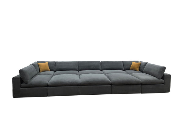 English Elm Coffee Bean Textured Modular Sectional Sofa with Toss Pillows for Modern Living Rooms Light Gray B2748S00076