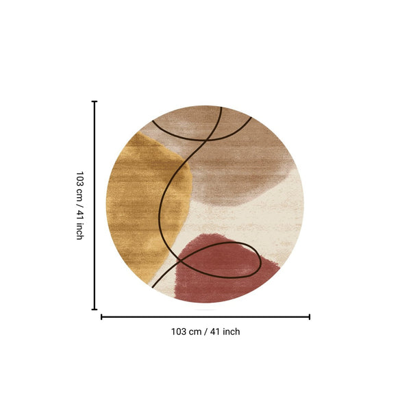 English Elm RABBIT 41" Round Washable Non-Slip Rug Ivory Gold - Durable Polyester, Kid & Pet Friendly, Foldable B186P261394