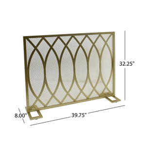 English Elm Christopher Knight Home® - FIRE Screen Junior Modern Single Panel Iron Fireplace Screen Gold Finish — Protective Mesh, Chic Accent and Easy Assembly (39.75" W) 65181.00GLD