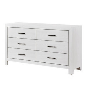 English Elm Eby Six Drawer Wide Dresser White Finish Black Nickel Hardware Bedroom Storage B056P416879