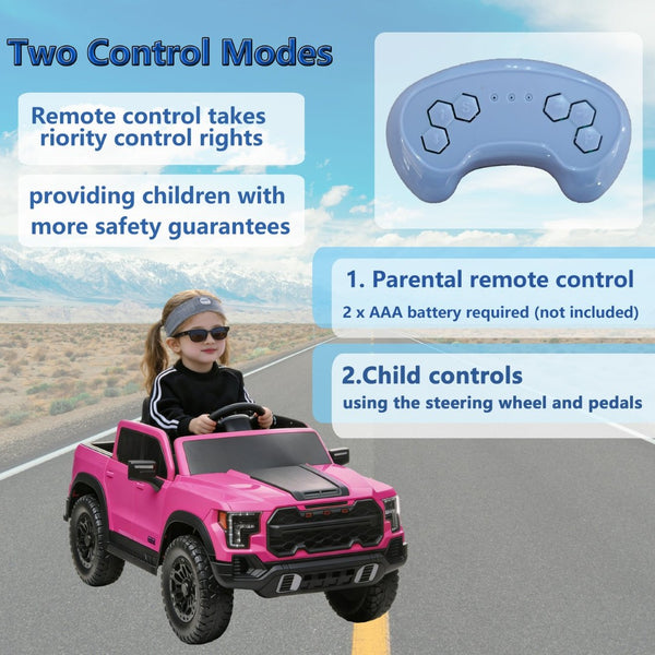 English Elm 12v Kids Ride-on Toy Car with Parental Remote Shock Absorbing Safe Slow Start Pink W1760P426783