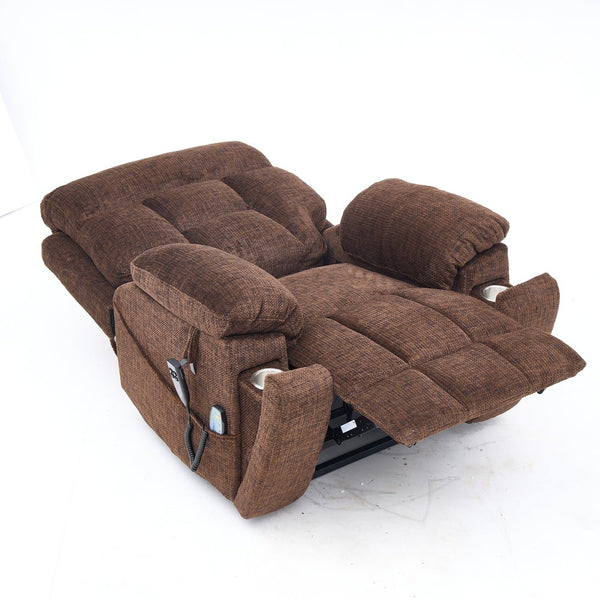 English Elm Old Age Electric Lift Chair With Massage & Heat, 180° Recline, Dual Motors, Cup Holders & Storage W547S00054