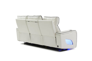 English Elm Lumin Power Reclining Home Theater Sofa with Led Lighting and Wireless Charging Pad White B078P497931