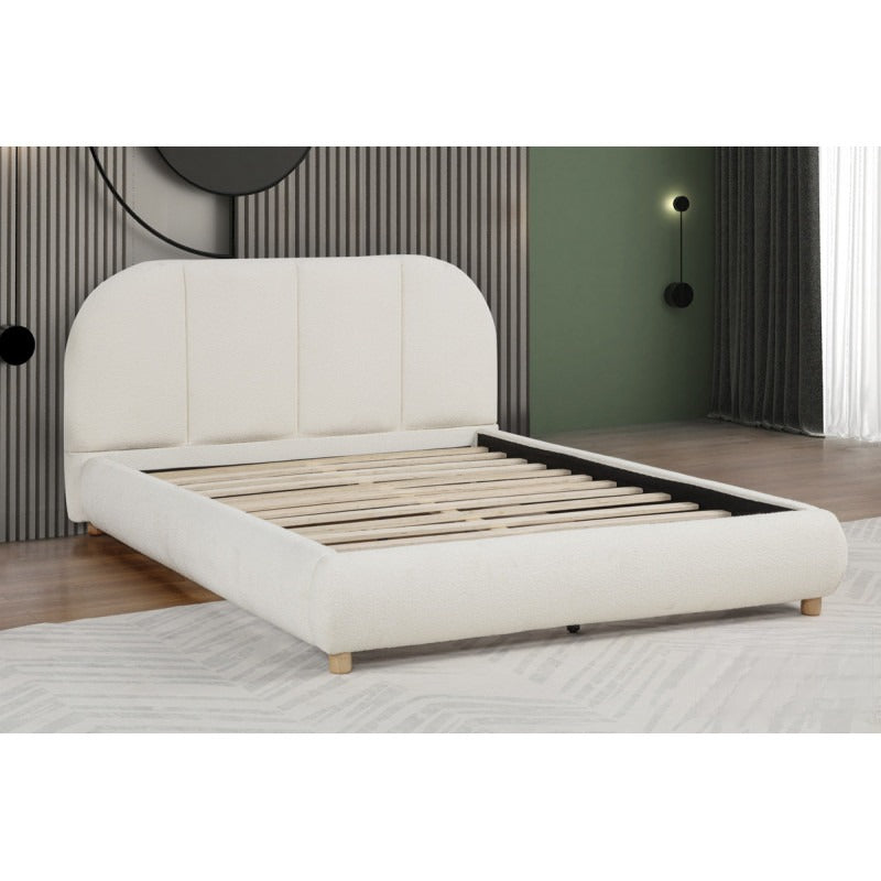 English Elm Modern/Contemporary Queen Platform Bed Upholstered in Soft Burlap Fabric, Low-Profile Plywood Frame, Sturdy Support Ivory 83 L x 11 W x 11.5 H B011S01949