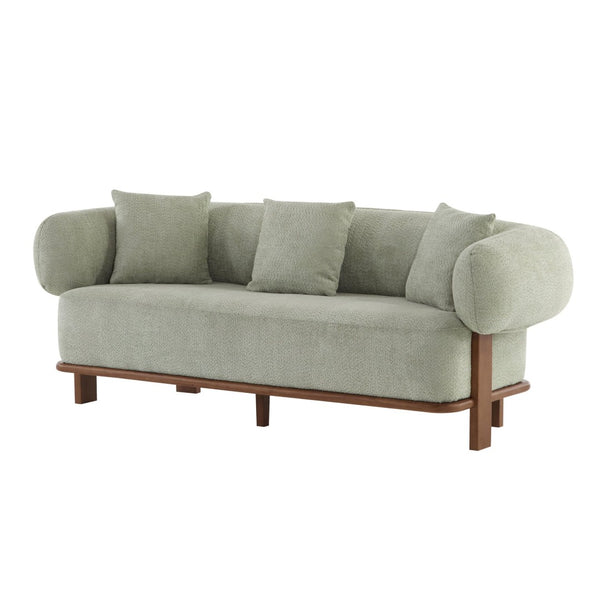 English Elm Round Arm Curved Sofa Plush Upholstered Mid-century Living Room Lounge Seating Light Green N771P270523L