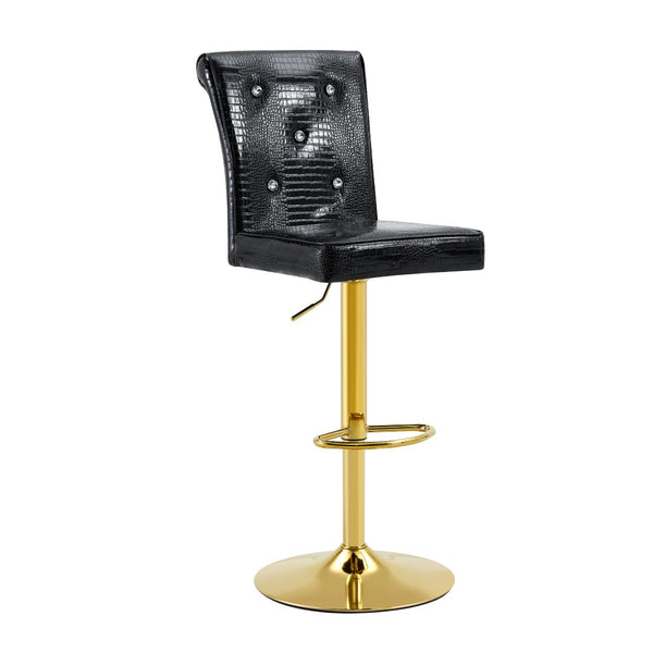 English Elm Modern Tempered Glass Pub Table Set with Gold Chrome Base and Swivel Pu Leather Stools W3875S00037