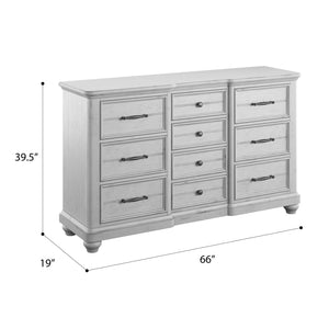 English Elm Wallace & Bay - Gray 10-Drawer Dresser in Coastal Farmhouse Gray Finish — Spacious, Low-Maintenance Wood Storage (69" L) B361P384424