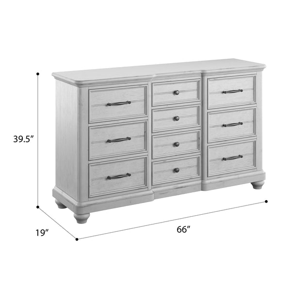 English Elm Wallace & Bay - Gray 10-Drawer Dresser in Coastal Farmhouse Gray Finish — Spacious, Low-Maintenance Wood Storage (69" L) B361P384424