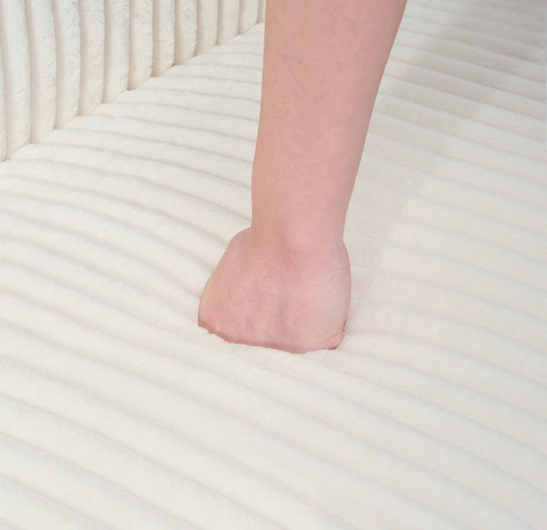 English Elm 79 Corduroy Sofa Bed Foldable Double Convertible Sleeper with Folding Armrests for Compact Living Rooms White W2290P250580