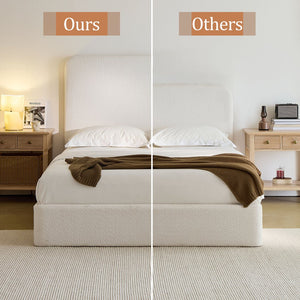 English Elm Canter Upholstered Bed - 52" Tall Headboard In Pearl White Chenille - Stylish, Easy Assembly & No Box Spring! B083P373033