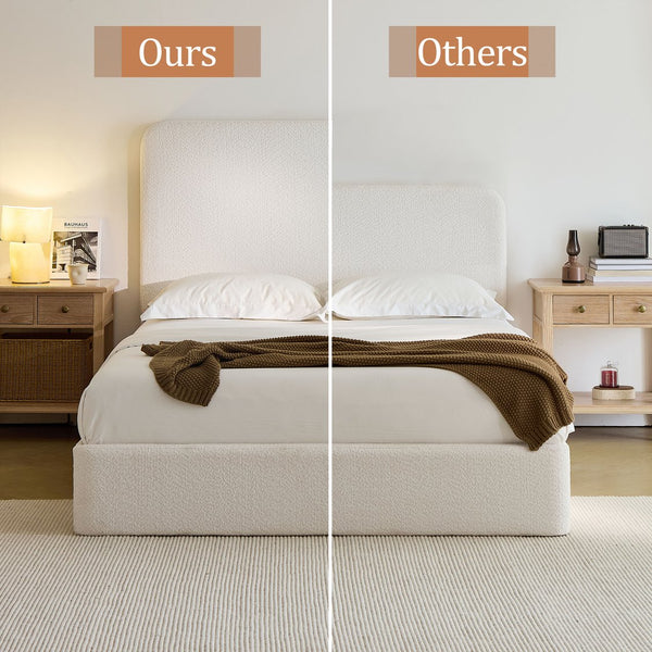 English Elm Canter Upholstered Bed - 52" Tall Headboard In Pearl White Chenille - Stylish, Easy Assembly & No Box Spring! B083P373033