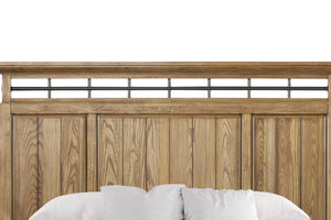 English Elm Queen Panel Bed with Elegant Transitional Design, Solid Wood & MDF Construction, Timeless Centerpiece Appeal Caramel 71 L x 50.25 W x 6.5 H B2699S00082