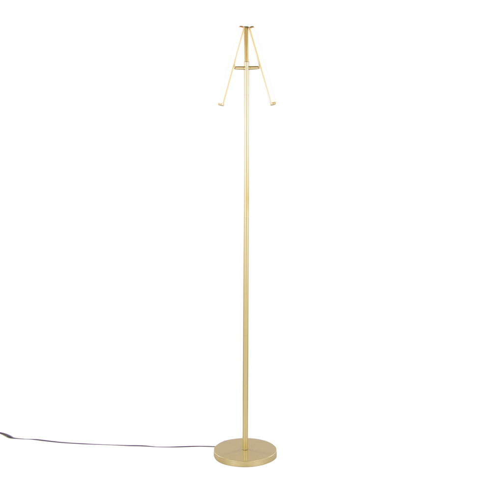 English Elm Icicle Modern 65" Swivel Floor Lamp with Integrated Dimmable LED, Sleek Metal Accent for Living Room Gold B202P224216