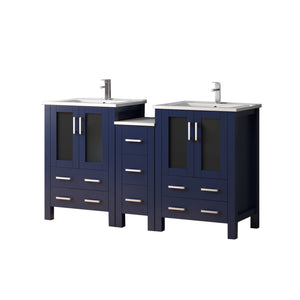 English Elm Navy Blue Double Bath Vanity With White Ceramic Top & Faucet Set – Elegant Storage Solution For Bathrooms B2731S01168