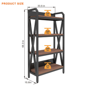English Elm 56.30'' Versatile Bakers Rack - 4-Level Metal & Wooden Shelves For Stylish Kitchen & Home Storage Solutions W3387P312343
