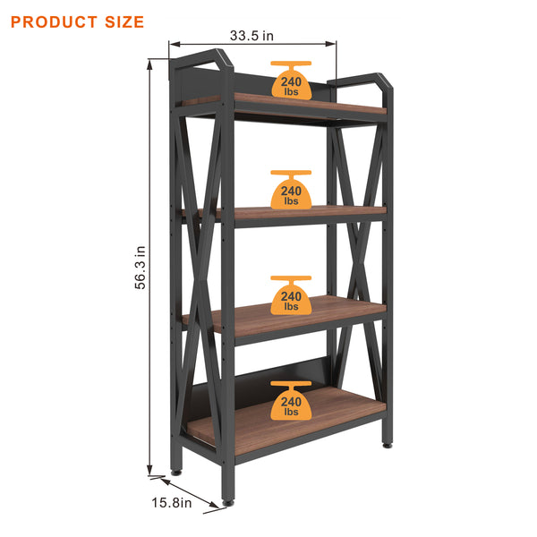 English Elm 56.30'' Versatile Bakers Rack - 4-Level Metal & Wooden Shelves For Stylish Kitchen & Home Storage Solutions W3387P312343