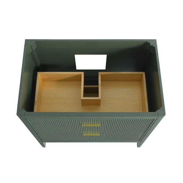 English Elm Fully Assembled 36" Green Bathroom Vanity With Solid Wood, Carrara Marble Top & Soft-Close Features W1826P308980