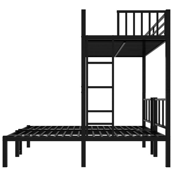 English Elm Twin Metal Triple Bunk Bed With Built-In Shelving, Space-Saving Design For Kids & Guests, Black Finish W1580S00118-GIGA