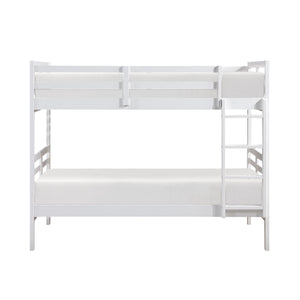 English Elm Twin Twin-over-Twin Bunk Bed with Guard Rails and Integrated Ladder, Oak-Veneer Durable Frame, Space-Saving Design White 44 L x 34.5 W x 7 H B011S01857
