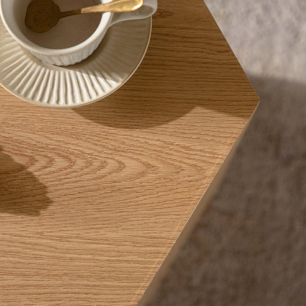English Elm Hexagon Mdf End Table with Wood Grain Finish Fully Assembled for Small Living Spaces W3158P395507