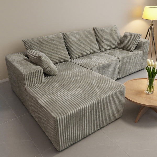English Elm Corner Modular Sectional Sofa with Plush Fabric Converts to Loveseat or Guest Bed Gray W3064S00002