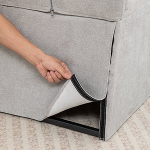 English Elm Linen Modern Dining Chairs Set of 2 — Padded Armless Fabric Side Chairs with Iron Legs, 250lb Capacity Gray W1170P365356