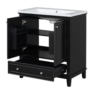 English Elm 30" Bathroom Vanity With Sink Combo - Modern Black Cabinet, Spacious Storage & Durable Design SY999606AAB-6