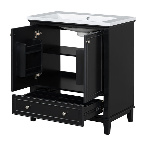 English Elm 30" Bathroom Vanity With Sink Combo - Modern Black Cabinet, Spacious Storage & Durable Design SY999606AAB-6