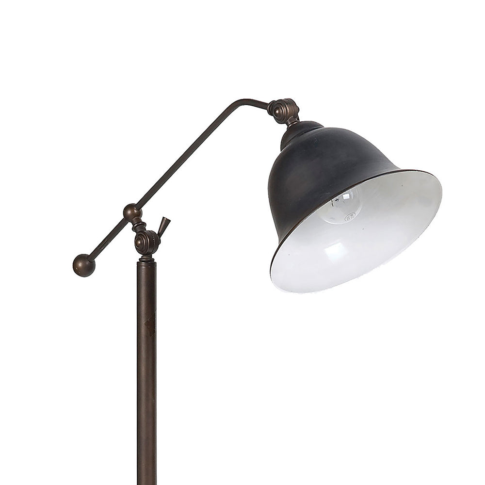 English Elm Madeira Dark Bronze Bell Down Bridge Floor Lamp with Curved Shade Rustic Industrial Metal Base B062P328681