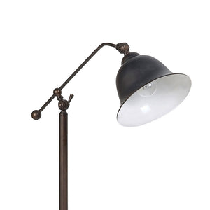 English Elm Madeira Dark Bronze Bell Down Bridge Floor Lamp with Curved Shade Rustic Industrial Metal Base B062P328681