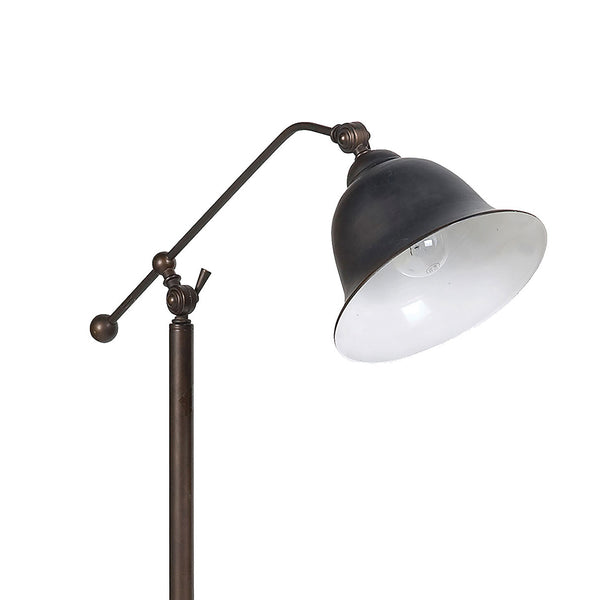 English Elm Madeira Dark Bronze Bell Down Bridge Floor Lamp with Curved Shade Rustic Industrial Metal Base B062P328681