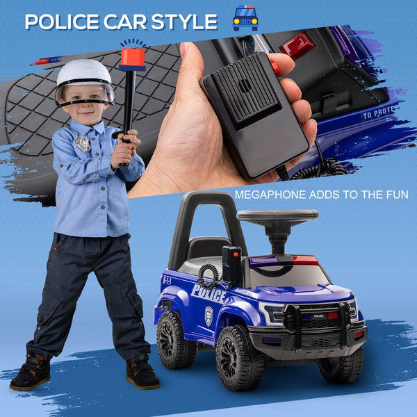 English Elm Aosom Kids Police Truck Ride on with Pa Speaker Under Seat Storage Toddler Toy W2225P200719