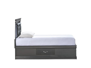 English Elm Lorana Glam Twin Storage Bed with Led Lighting and Tufted Faux Leather Headboard Gray B078S00690