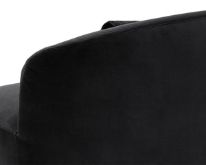 Sunpan Soraya Sofa - Curved Elegance for Modern Living Rooms with Stylish Wooden Frame and Cozy Pillows Shadow Grey